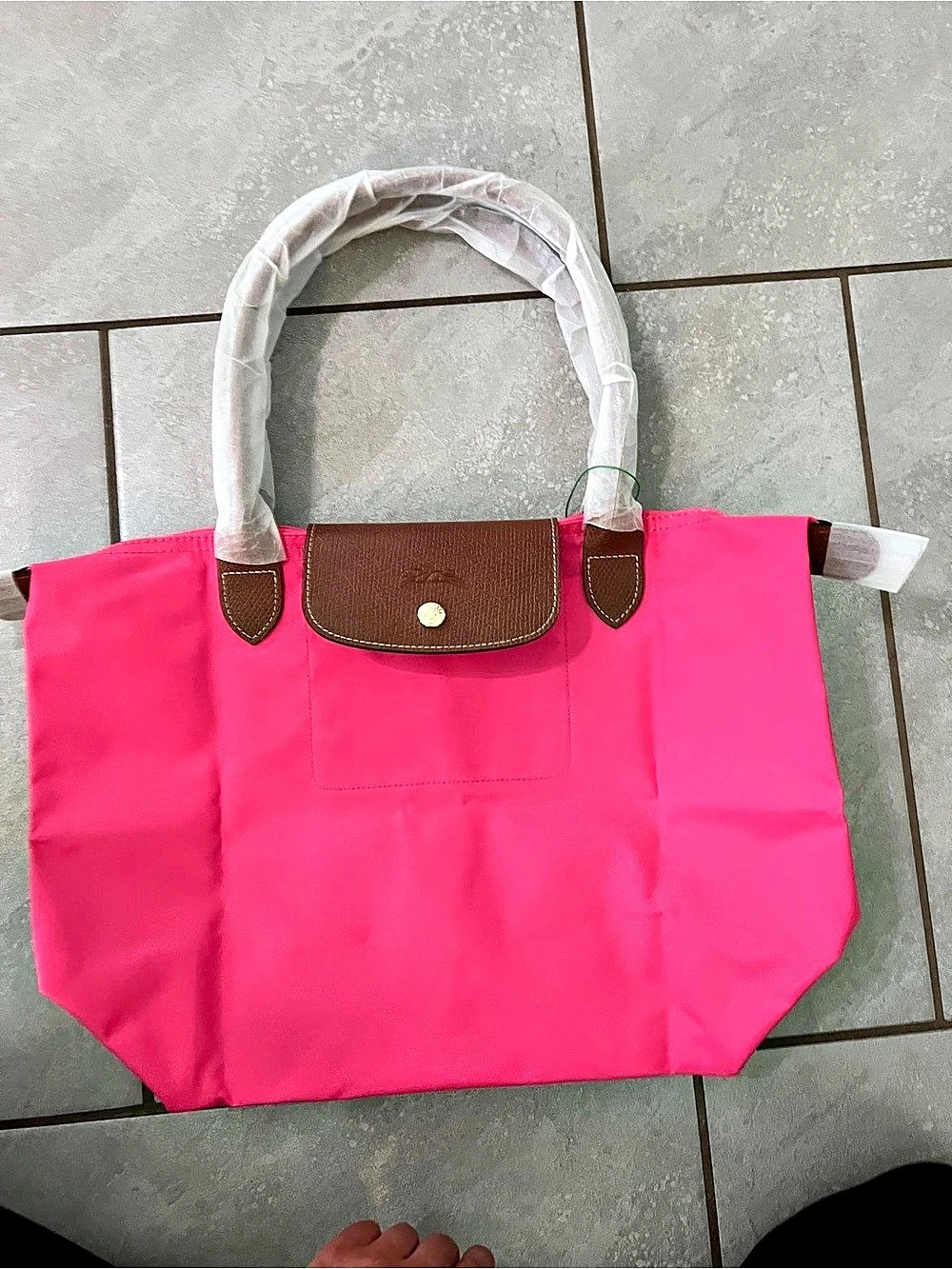 Longchamp Le Pliage Original Tote Bag Pink & Brown